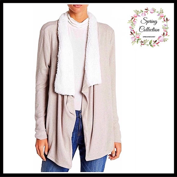HI-LO DRAPED CARDIGAN COAT FAUX SHEARLING A2C - Picture 4 of 8